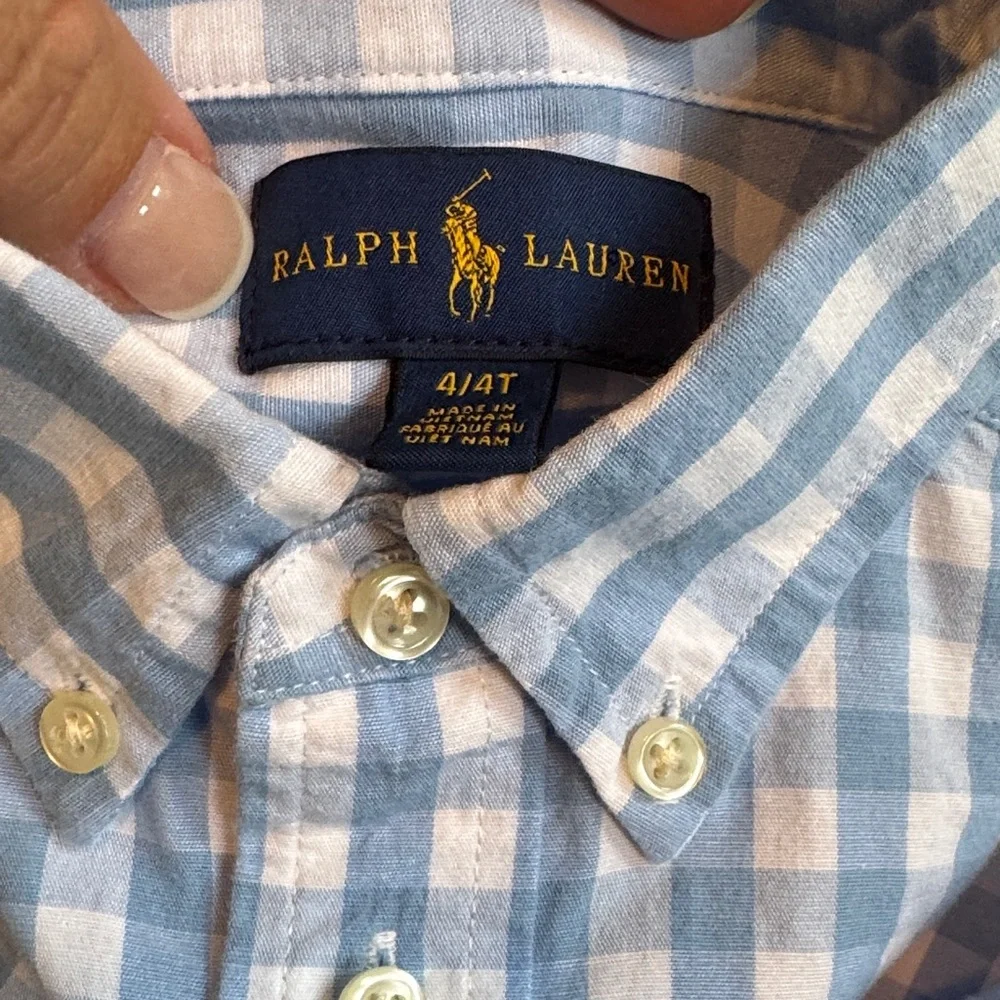Ralph Lauren Light Blue and White Plaid Shirt